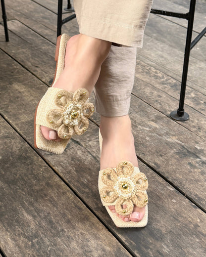 Sandalias Flor en Yute