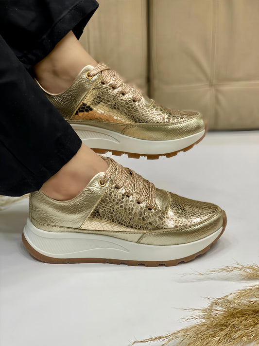 Sneakers Cuero Verona Dorado