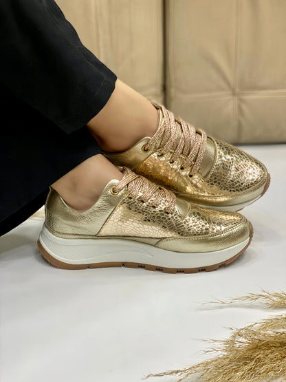 Sneakers Cuero Verona Dorado