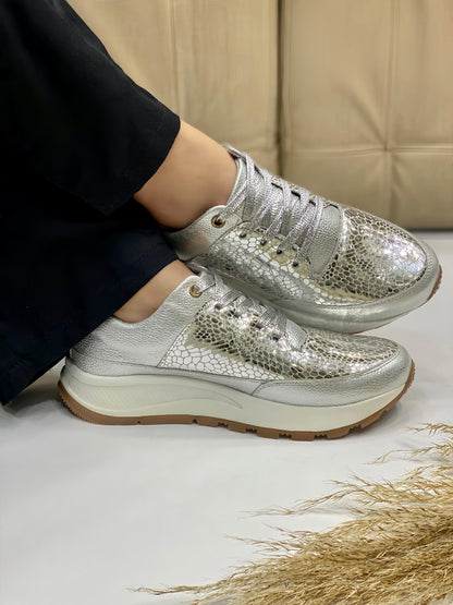 Sneakers Cuero Verona Plata